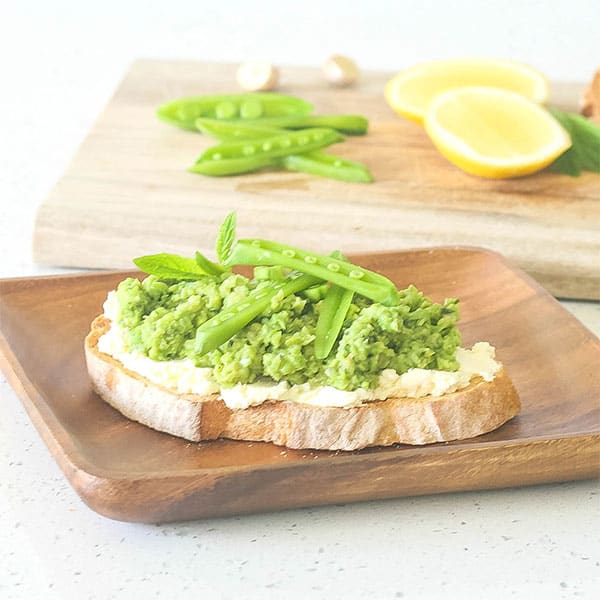 Pea and Fava Bean Crostini with Whipped Feta Steam & Bake