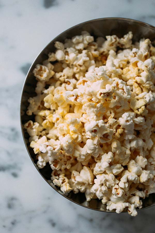 a close up image of a bowl of popcorn