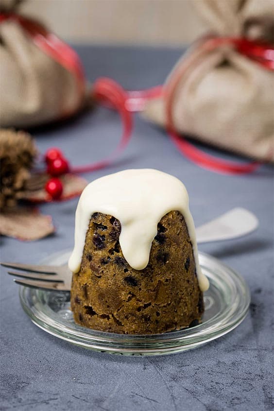 individual steamed christmas pudding