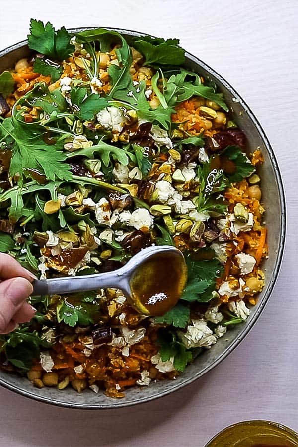 Moroccan chickpea salad with carrots and couscous
