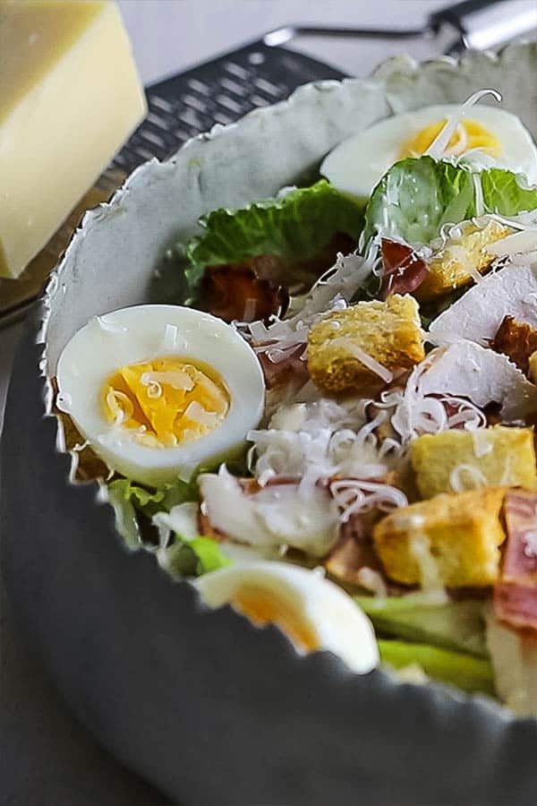 chicken and egg caesar salad