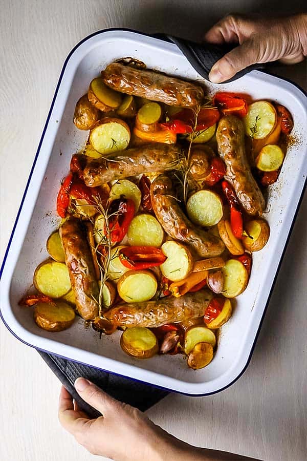 sheet pan sausage dinner