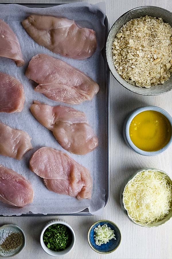 ingredients for crumbed chicken