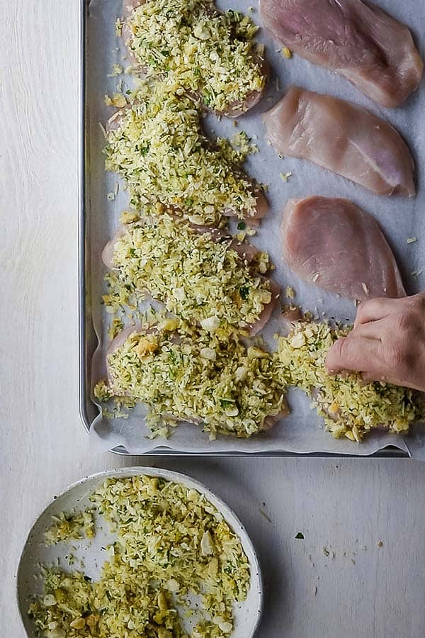 crumbing parmesan chicken