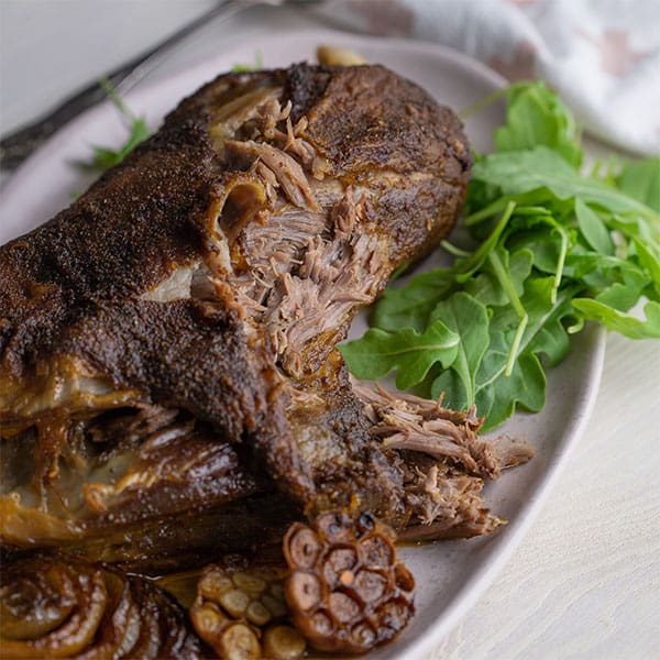 slow cooked lamb close up