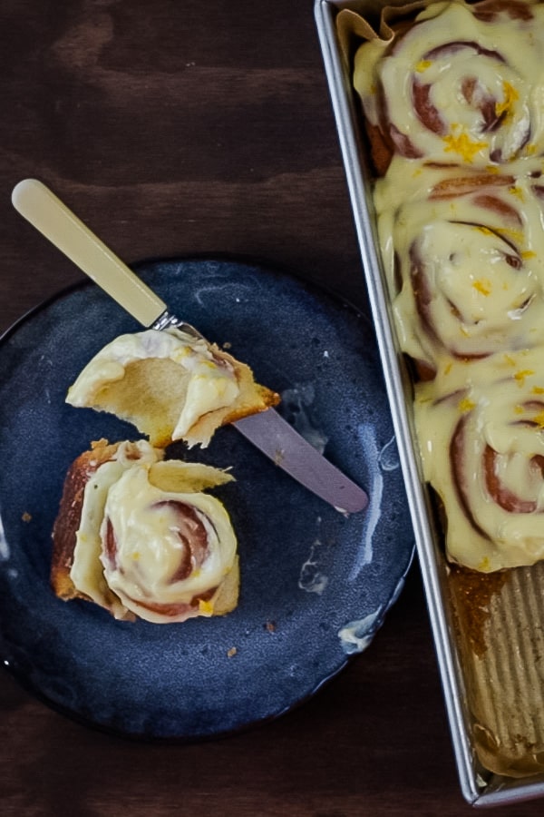 plate with lemon rolls