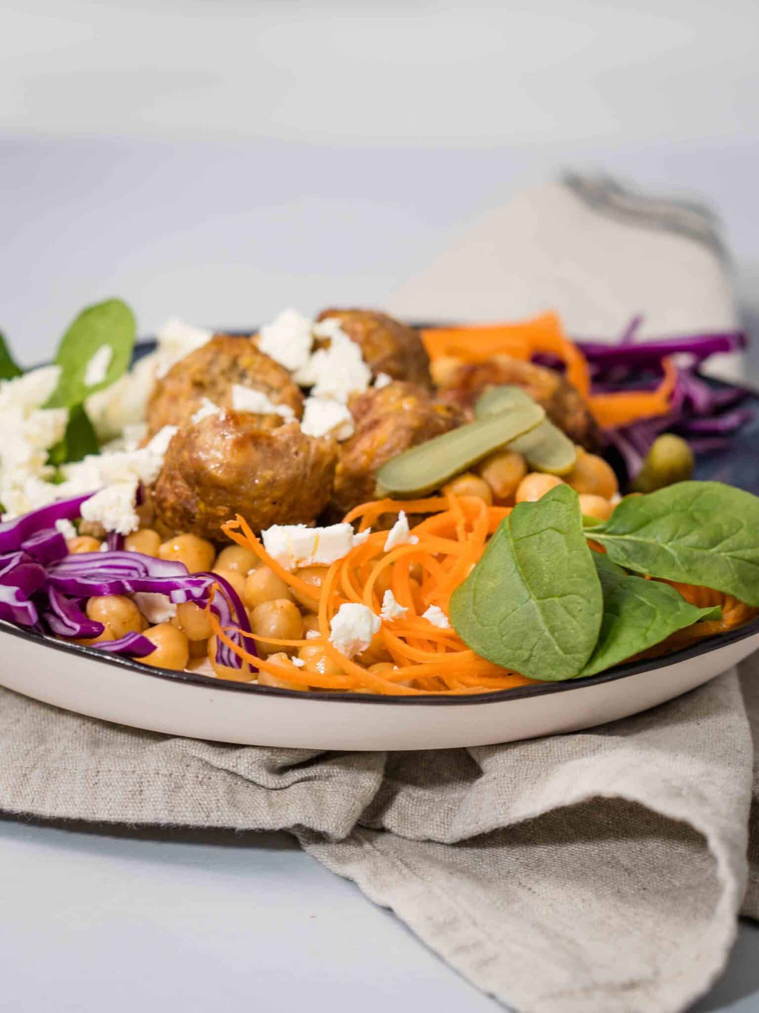 Meatball Bowls with Chickpeas Steam & Bake