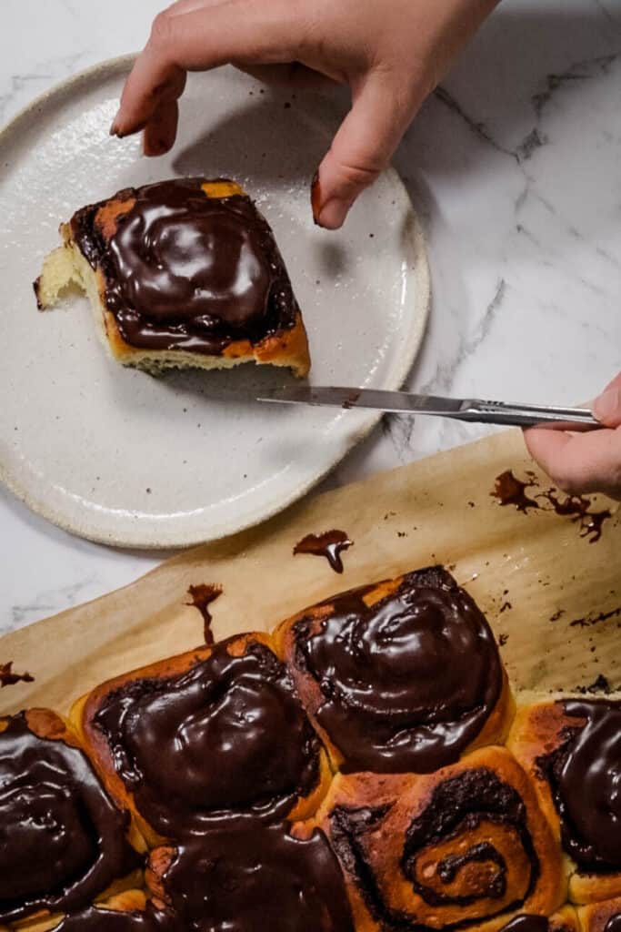 chocolate bun on plate