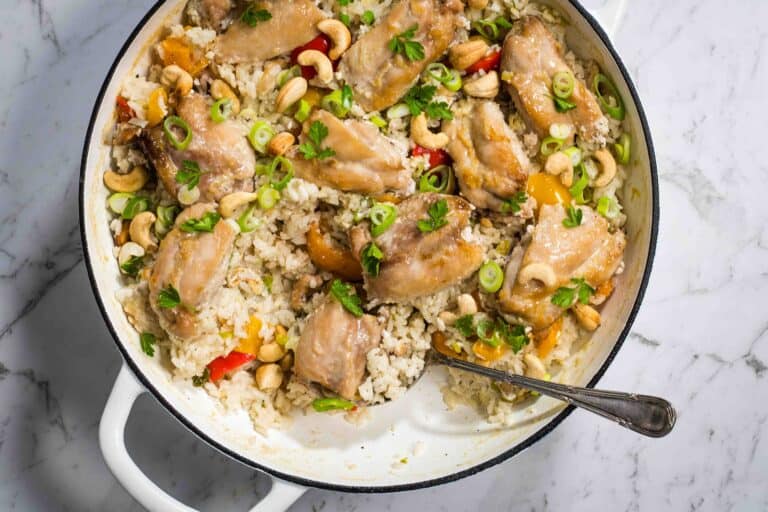One Pot Chicken and Rice with Coconut Milk Steam & Bake