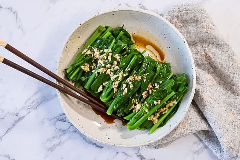 10 Minute Chinese Steamed Vegetables Recipe (Asian Greens with Garlic
