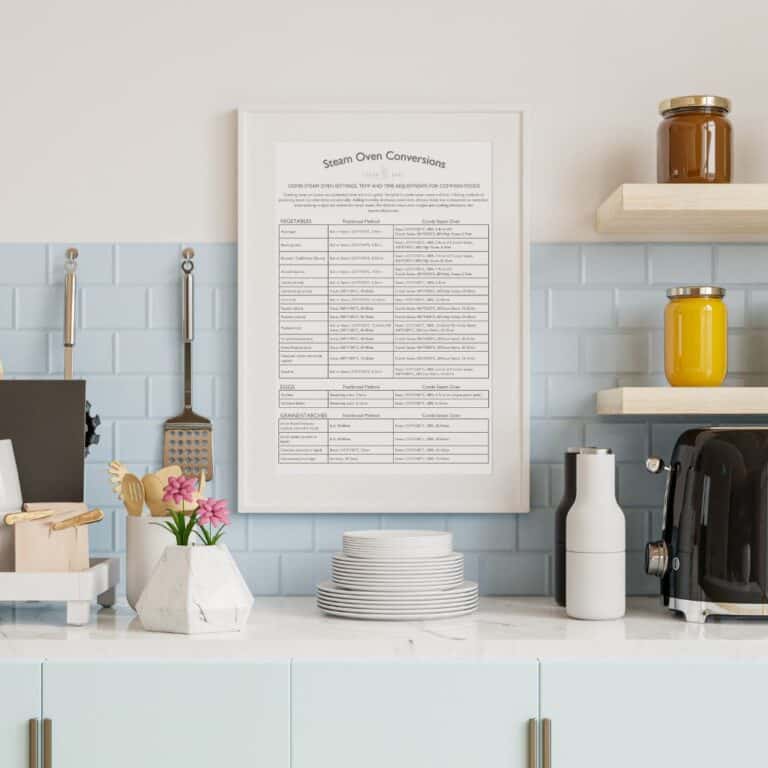 Steam Oven Conversion Chart: Digital Download
