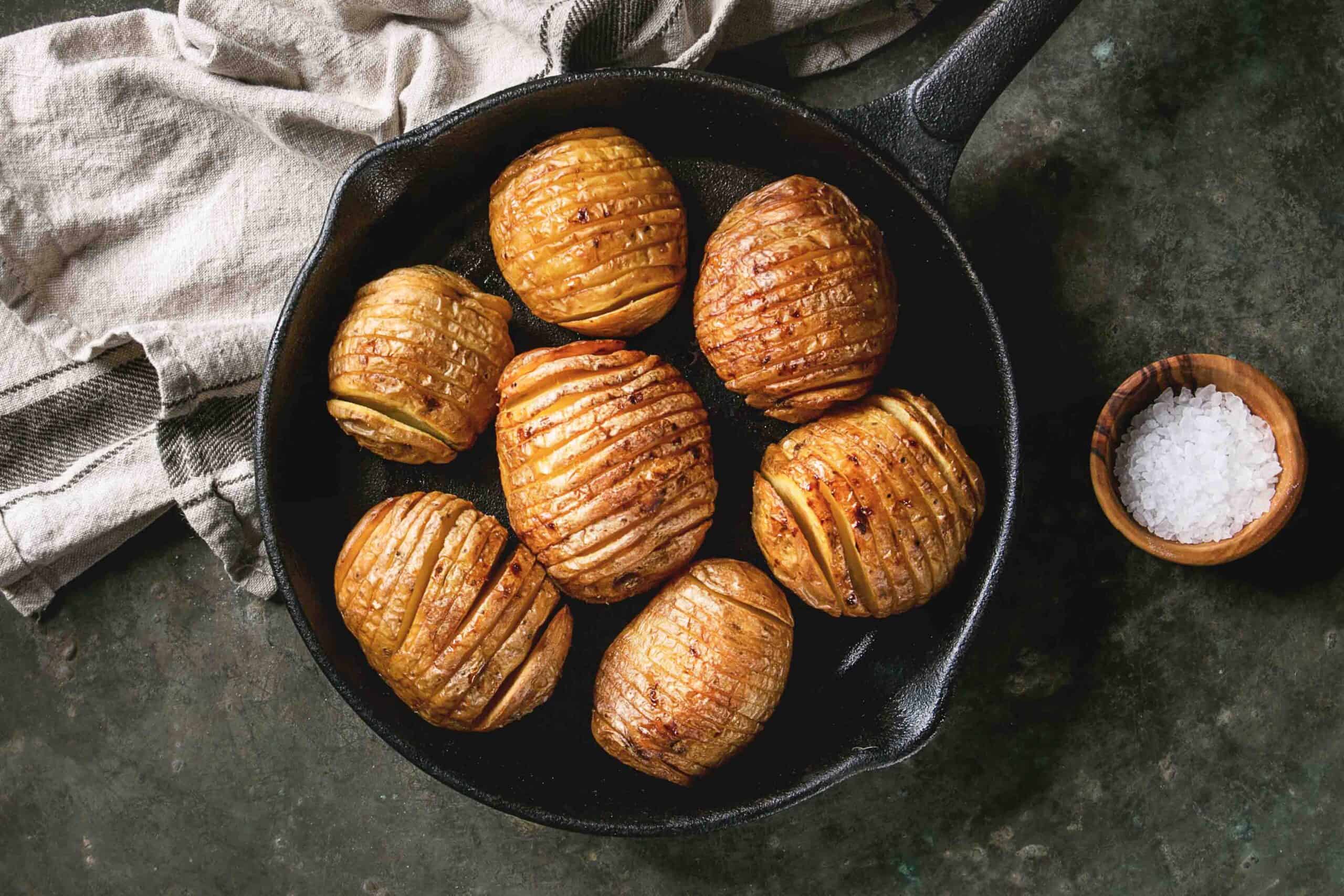 top view of hasselback potatoes