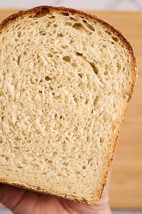 close up view of a sliced bread