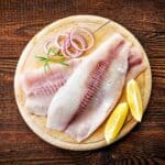 top view of two raw fish fillets