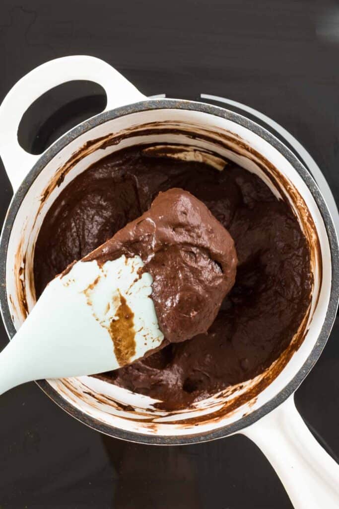 Thick chocolate and flour tangzhong paste, for making chocolate milk bread