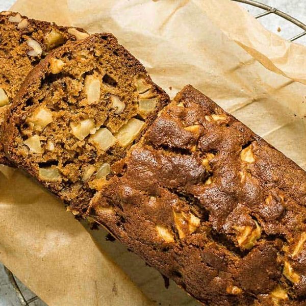 sliced apple and walnut bread