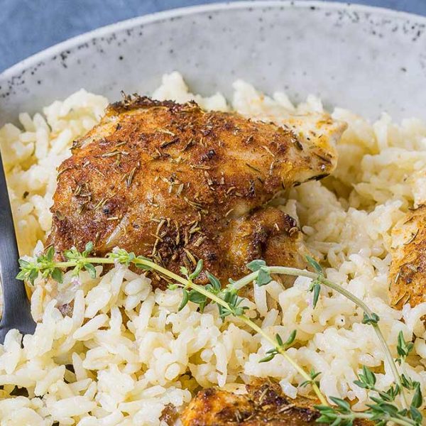 oven baked spiced chicken and rice