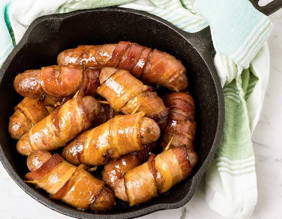 bacon wrapped sausages