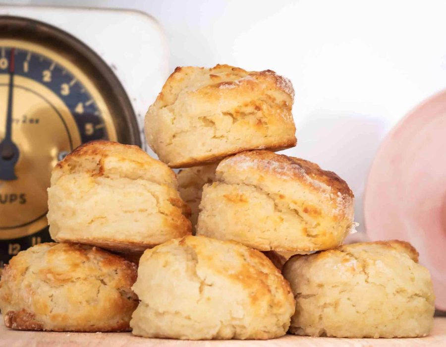 close up sideview of buttermilk scones