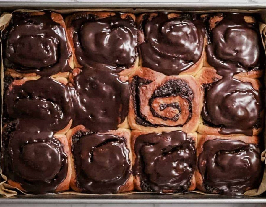 chocolate buns in tray