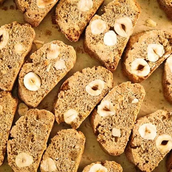 landscape view of baked coffee biscotti recipe