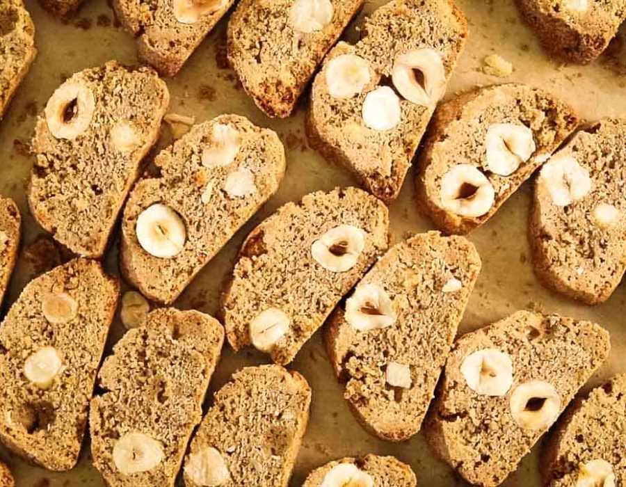 landscape view of baked coffee biscotti recipe