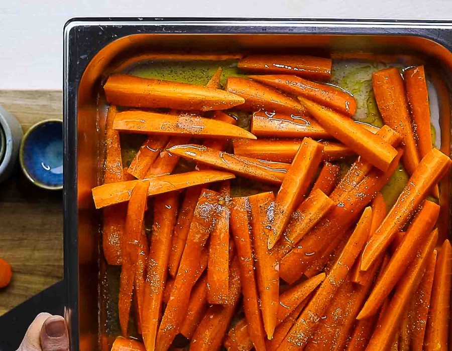 honey glazed carrots ready for roasting