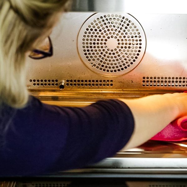 cleaning the inside of a steam oven