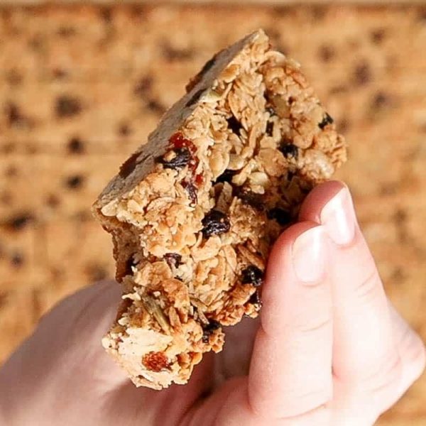 landscape view of a nut free granola bar