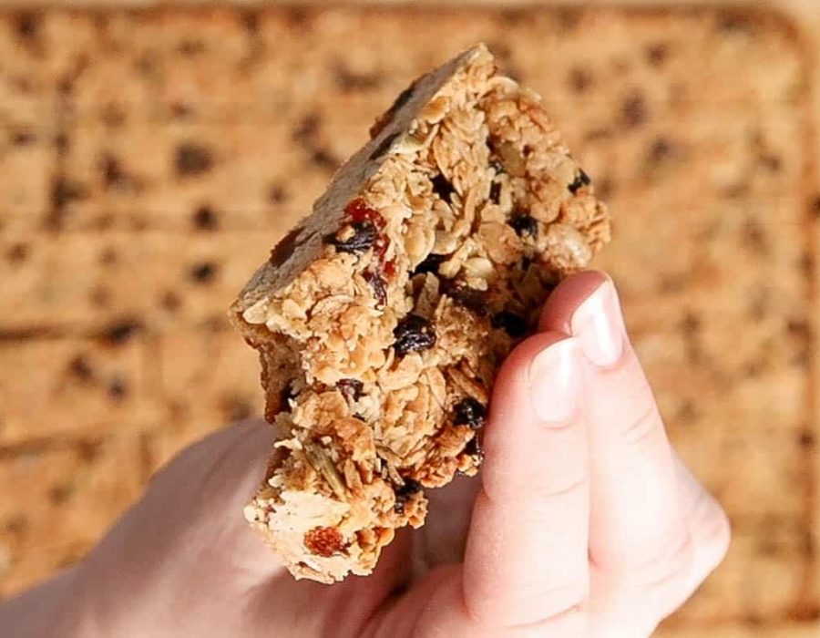 landscape view of a nut free granola bar