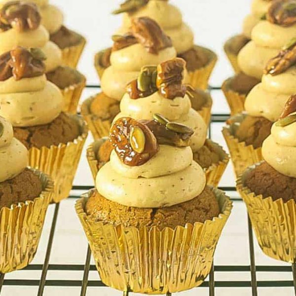 Pumpkin Spice Cupcakes on a cooling rack