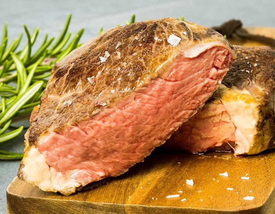 sous vide steak cooked in a steam oven