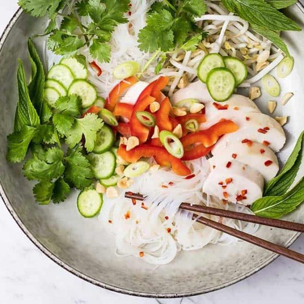 leftover turkey noodle salad with Vietnamese dressing
