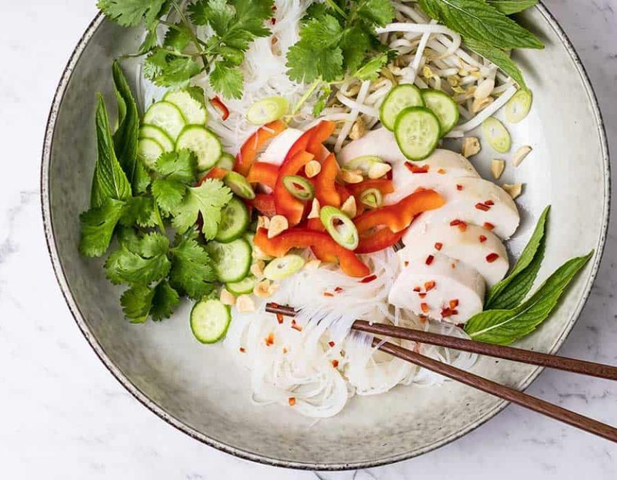 leftover turkey noodle salad with Vietnamese dressing